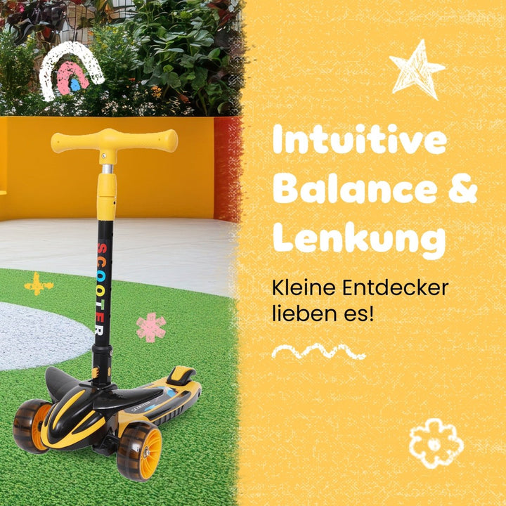 Habib Gruppe Plane Scooter Kinderroller | 3 - Rad, LED - Licht & Faltbar - Europebazar