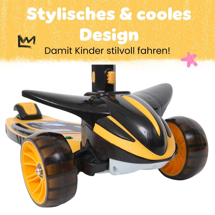 Habib Gruppe Plane Scooter Kinderroller | 3 - Rad, LED - Licht & Faltbar - Europebazar