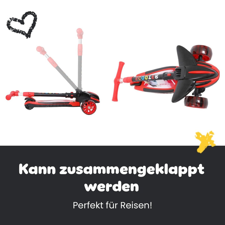 Habib Gruppe Plane Scooter Kinderroller | 3 - Rad, LED - Licht & Faltbar - Europebazar