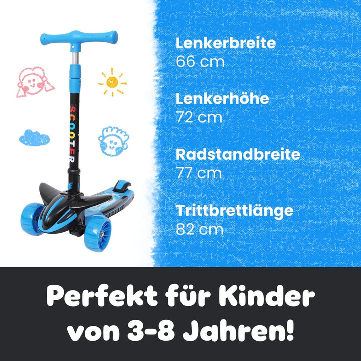 Habib Gruppe Plane Scooter Kinderroller | 3 - Rad, LED - Licht & Faltbar - Europebazar