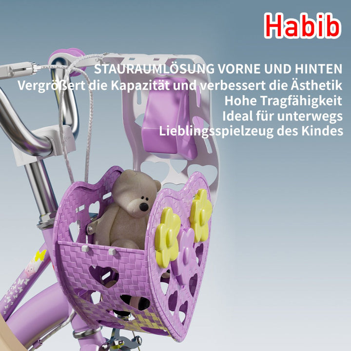 Habib Gruppe Prinzessin Fahrrad 12" 14" 16" | Komplett - Set mit Korb & Box - Europebazar