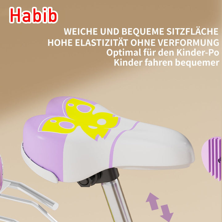 Habib Gruppe Prinzessin Fahrrad 12" 14" 16" | Komplett - Set mit Korb & Box - Europebazar