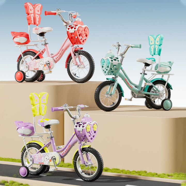 Habib Gruppe Prinzessin Fahrrad 12" 14" 16" | Komplett - Set mit Korb & Box - Europebazar