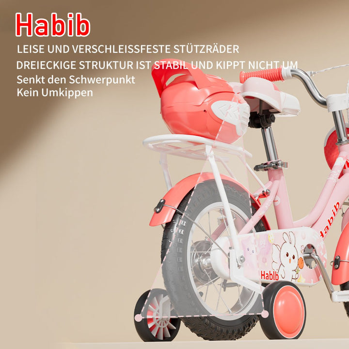 Habib Gruppe Prinzessin Fahrrad 12" 14" 16" | Komplett - Set mit Korb & Box - Europebazar