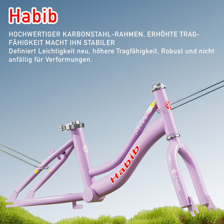 Habib Gruppe Prinzessin Fahrrad 12" 14" 16" | Komplett - Set mit Korb & Box - Europebazar