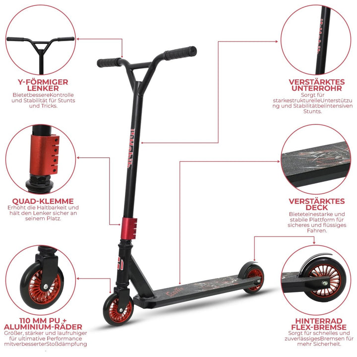 Habib Gruppe Stunt Scooter 360° | 110mm Alukern Räder & ABEC 9 - Europebazar