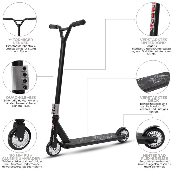 Habib Gruppe Stunt Scooter 360° | 110mm Alukern Räder & ABEC 9 - Europebazar