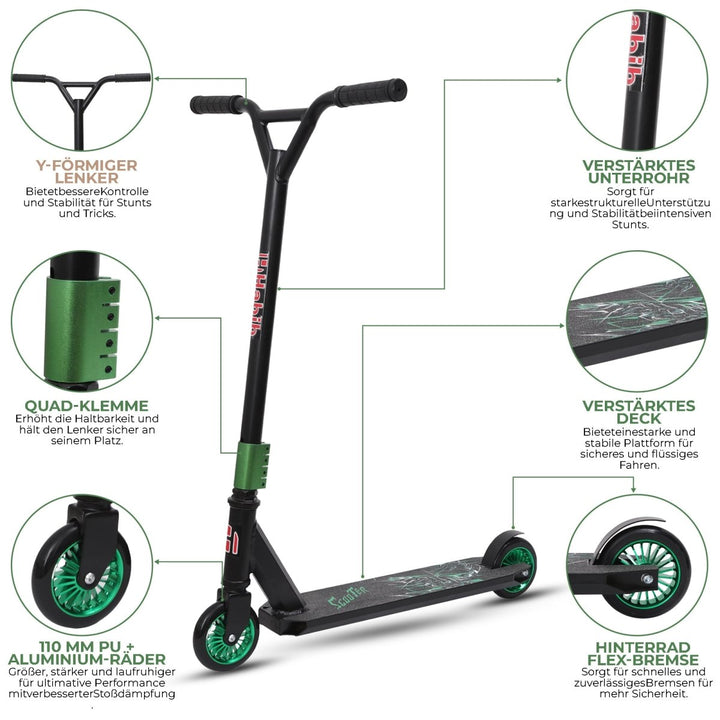 Habib Gruppe Stunt Scooter 360° | 110mm Alukern Räder & ABEC 9 - Europebazar