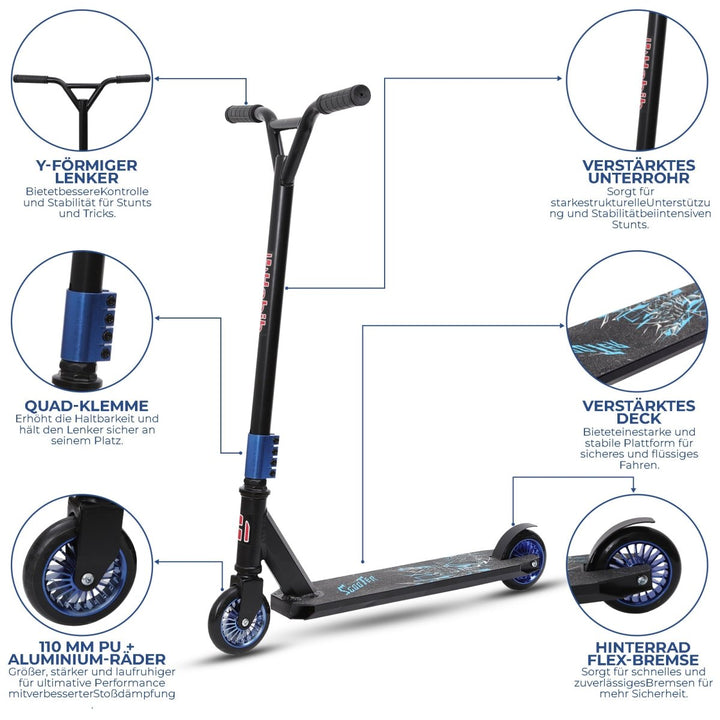 Habib Gruppe Stunt Scooter 360° | 110mm Alukern Räder & ABEC 9 - Europebazar