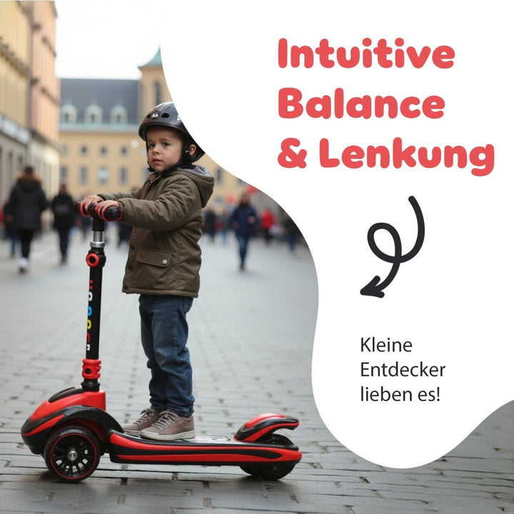 Habib Gruppe Train Scooter Kinderroller | 3 - Rad, LED - Licht & Faltbar - Europebazar
