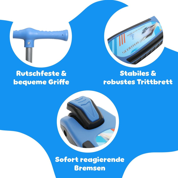 Habib Gruppe Train Scooter Kinderroller | 3 - Rad, LED - Licht & Faltbar - Europebazar