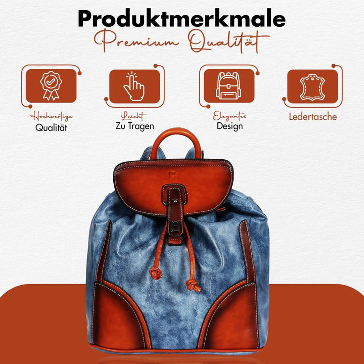 Leder frauenrucksack mit verstellbarem Schultergurt - Europebazar