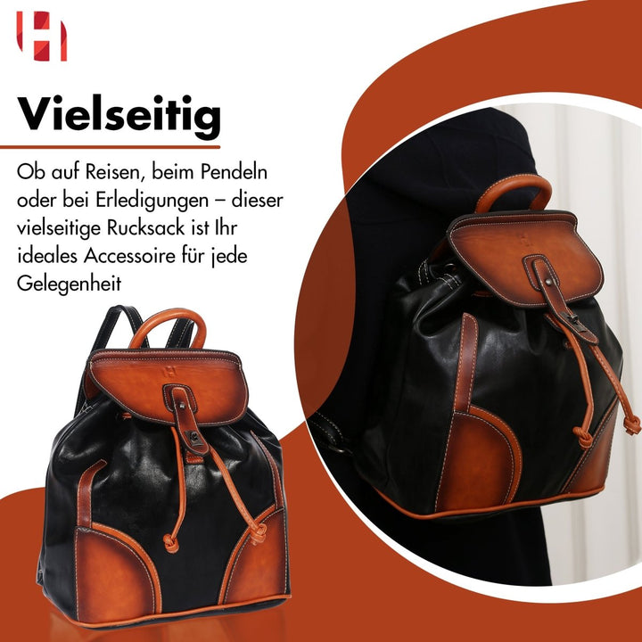 Leder frauenrucksack mit verstellbarem Schultergurt - Europebazar