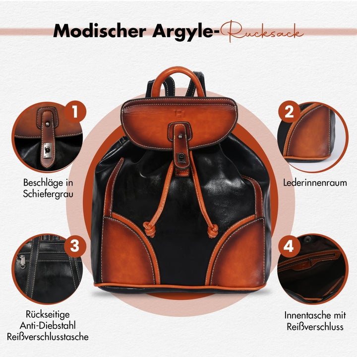 Leder frauenrucksack mit verstellbarem Schultergurt - Europebazar