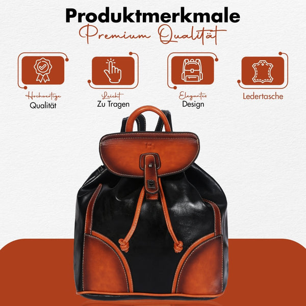 Leder frauenrucksack mit verstellbarem Schultergurt - Europebazar