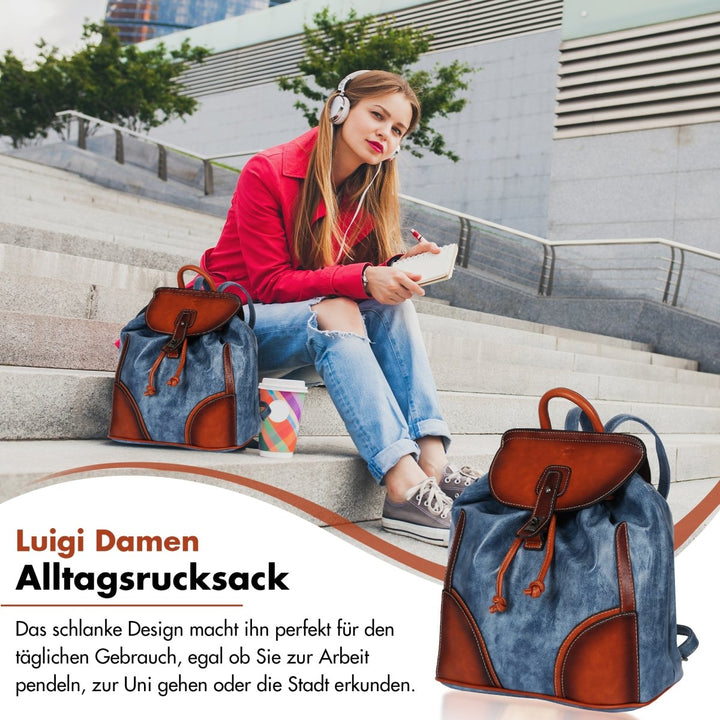 Leder frauenrucksack mit verstellbarem Schultergurt - Europebazar