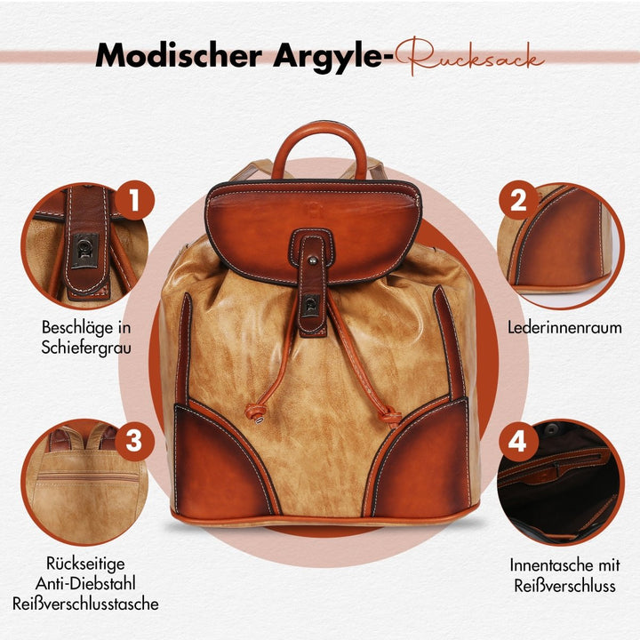 Leder frauenrucksack mit verstellbarem Schultergurt - Europebazar