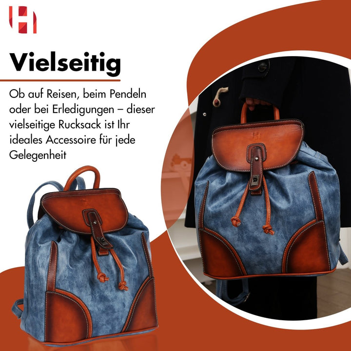 Leder frauenrucksack mit verstellbarem Schultergurt - Europebazar