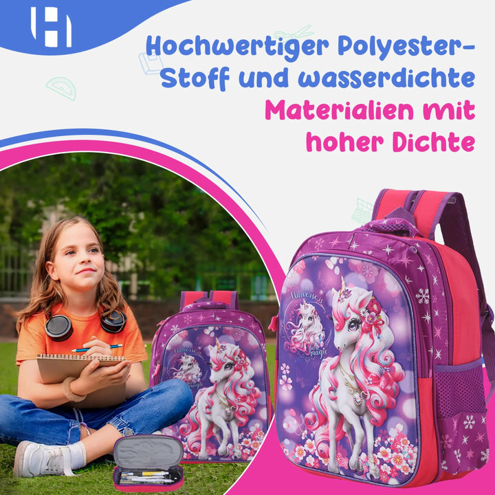 Schulrucksack Mädchen - Rosa Einhorn - Europebazar