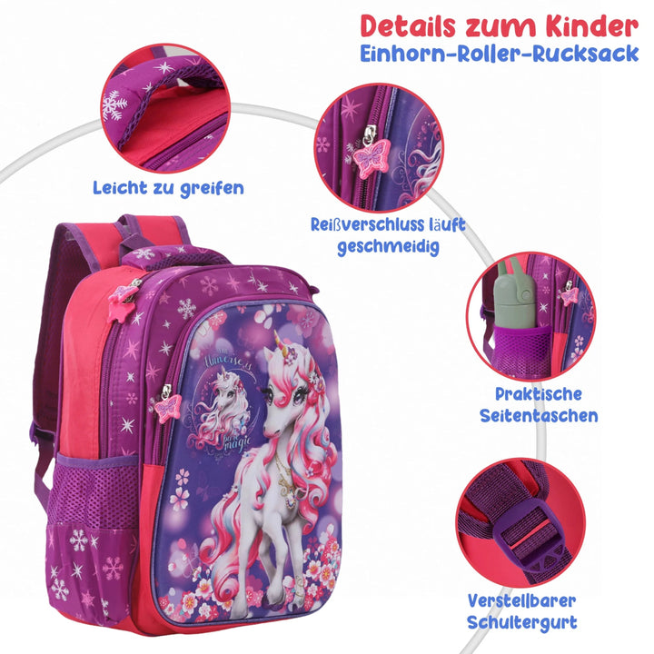 Schulrucksack Mädchen - Rosa Einhorn - Europebazar