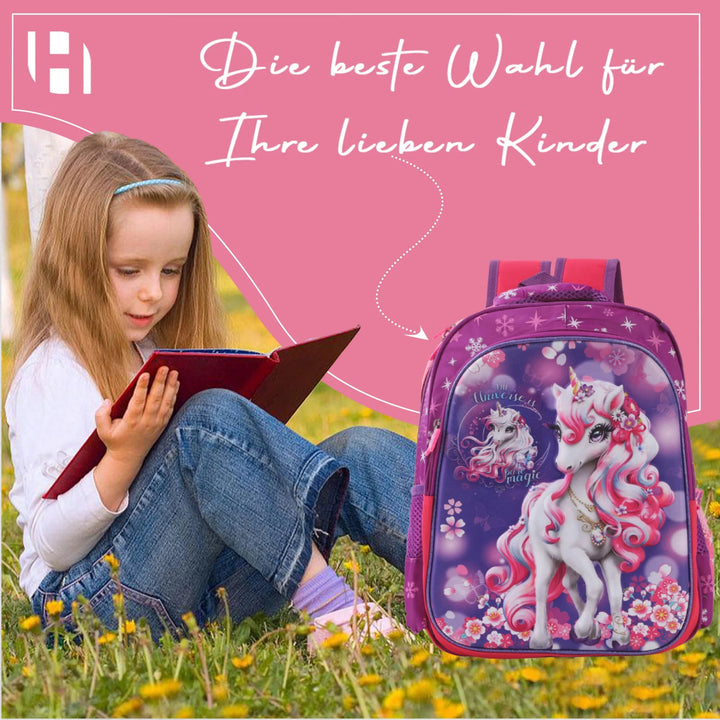 Schulrucksack Mädchen - Rosa Einhorn - Europebazar