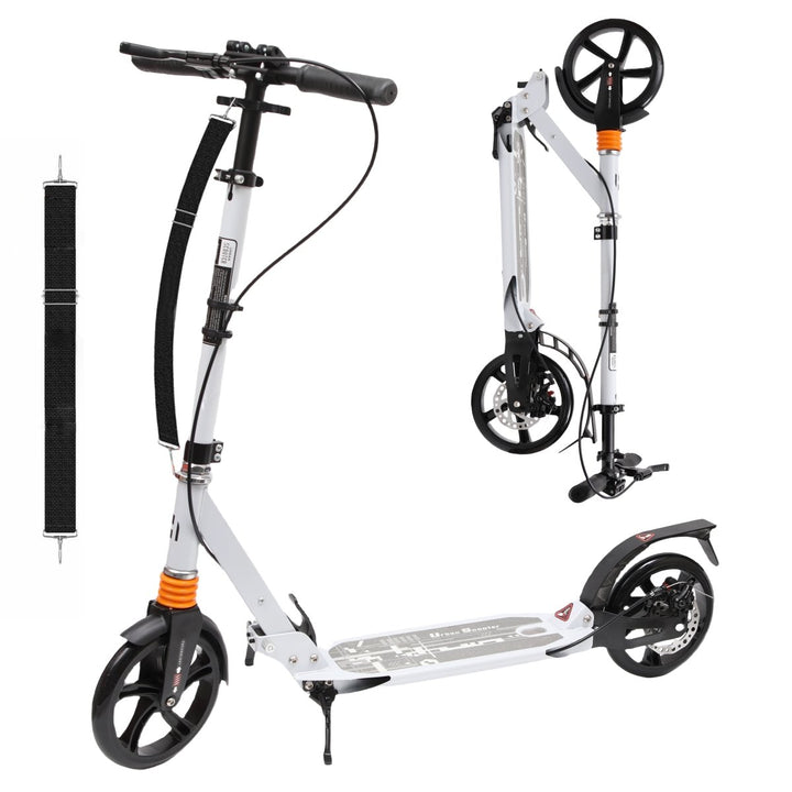 Trettroller Höhenverstellba für Erwachsene, Doppel Federung Klappbar Cityroller - Europebazar