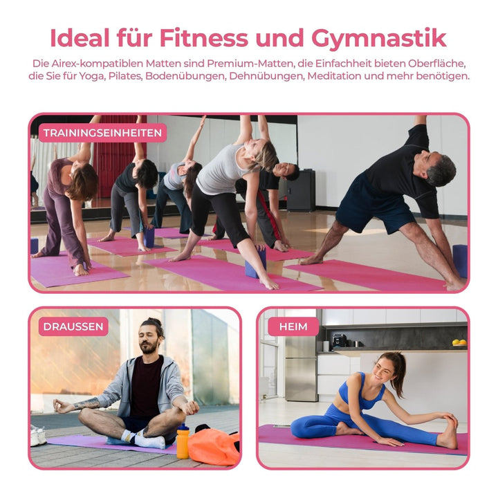 Yogamatte Rutschfest 183x61 cm - Ökologische Sportmatte für Fitness & Gymnastik - Europebazar