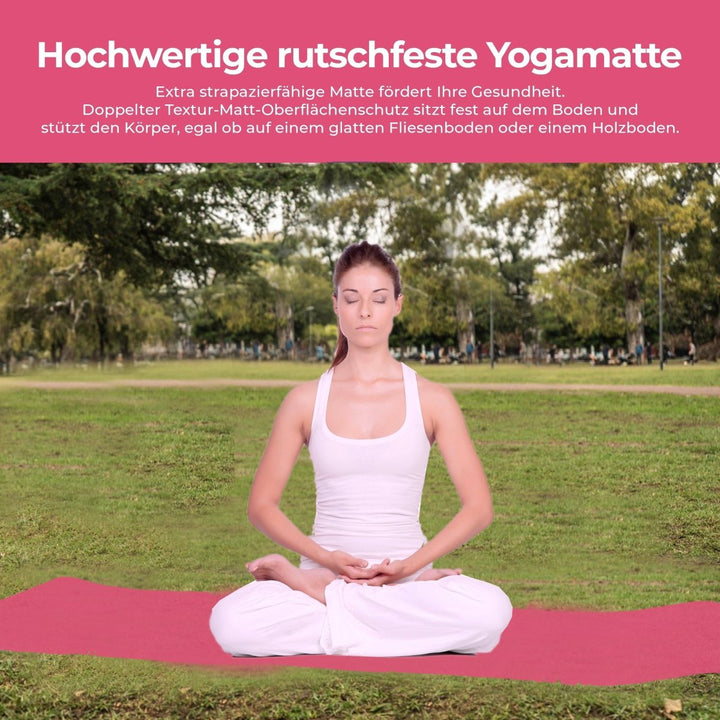 Yogamatte Rutschfest 183x61 cm - Ökologische Sportmatte für Fitness & Gymnastik - Europebazar