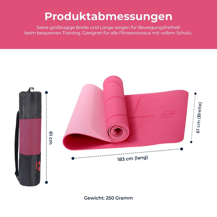 Yogamatte Rutschfest 183x61 cm - Ökologische Sportmatte für Fitness & Gymnastik - Europebazar